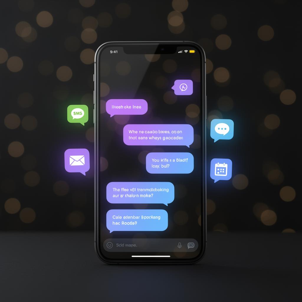 Smartphone showing automated SMS, email, and booking notifications